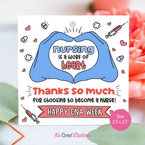 CNA Week Gift Tag | Printable CNA Thank You Gift Tag | Certified Nursing Assistant Appreciation Gift Tag | CNA Appreciation Sticker