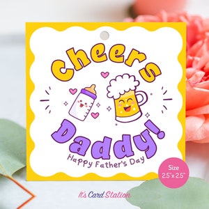Première étiquette-cadeau pour la fête des pères papa - étiquette drôle de fête des pères pour les amateurs de bière - étiquette à biscuits mignonne pour la première fois papa - nouveau cadeau de fête des pères papa