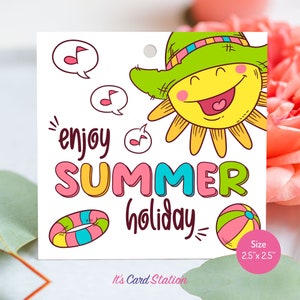 Letzter Schultag - druckbare Sommerferien Aufkleber für das Ende des Schuljahres - Sommerfestgeschenk - Genieße die Sommerferien