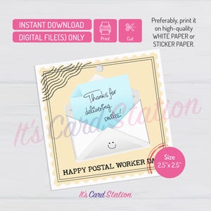 Happy Postal Worker Day Gift Tag – Printable Thank You Card for Mail Carrier – USPS Appreciation Note