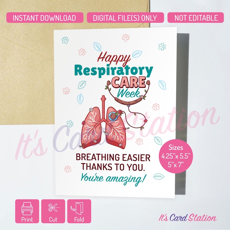 Rt Week Respiratory Care Week Thank You Card for Therapists (digital Download ...