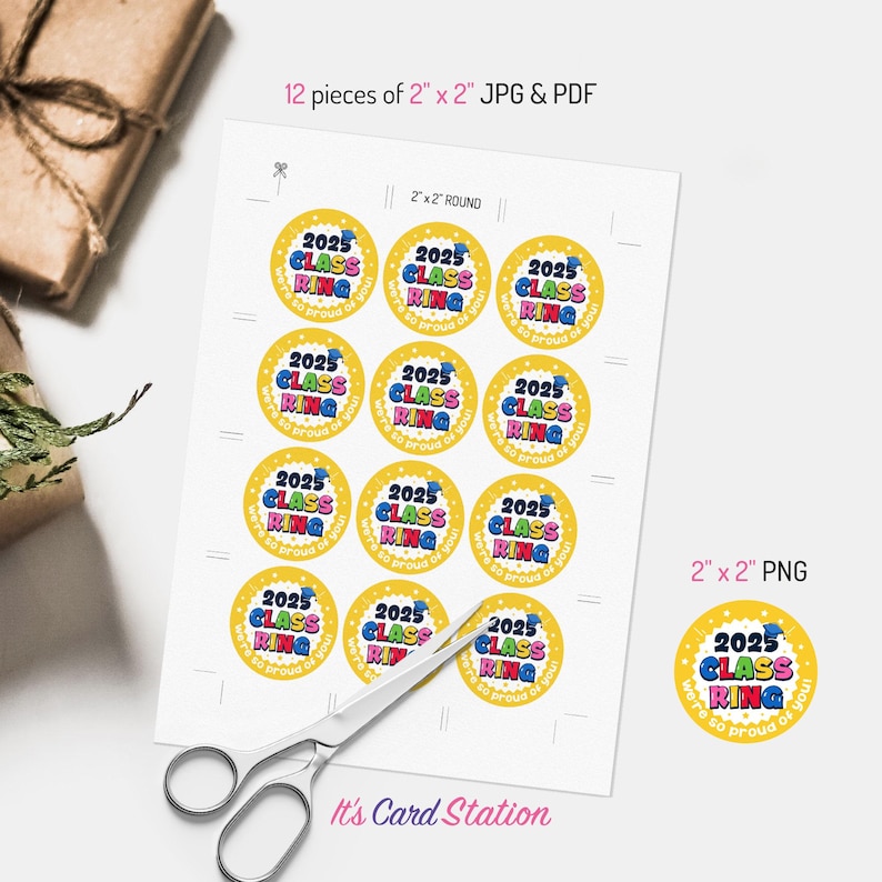 2025 Class Ring Pop Favor Tags: Printable Graduation Stickers (digital ...