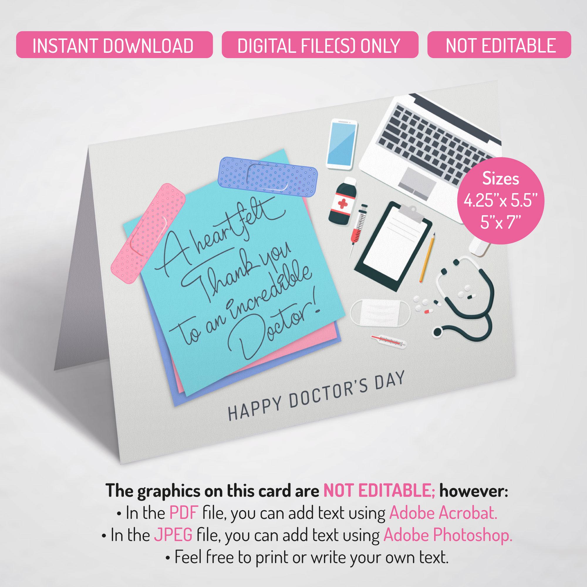 Doctor's Day Thank You Card: Printable Appreciation Gift (digital ...