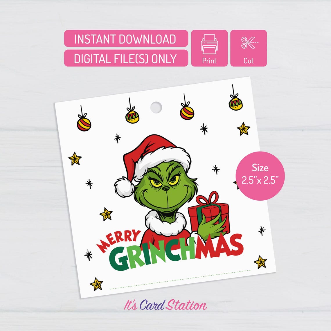 Merry Grinchmas Gift Tags | Printable Christmas Labels (digital ...