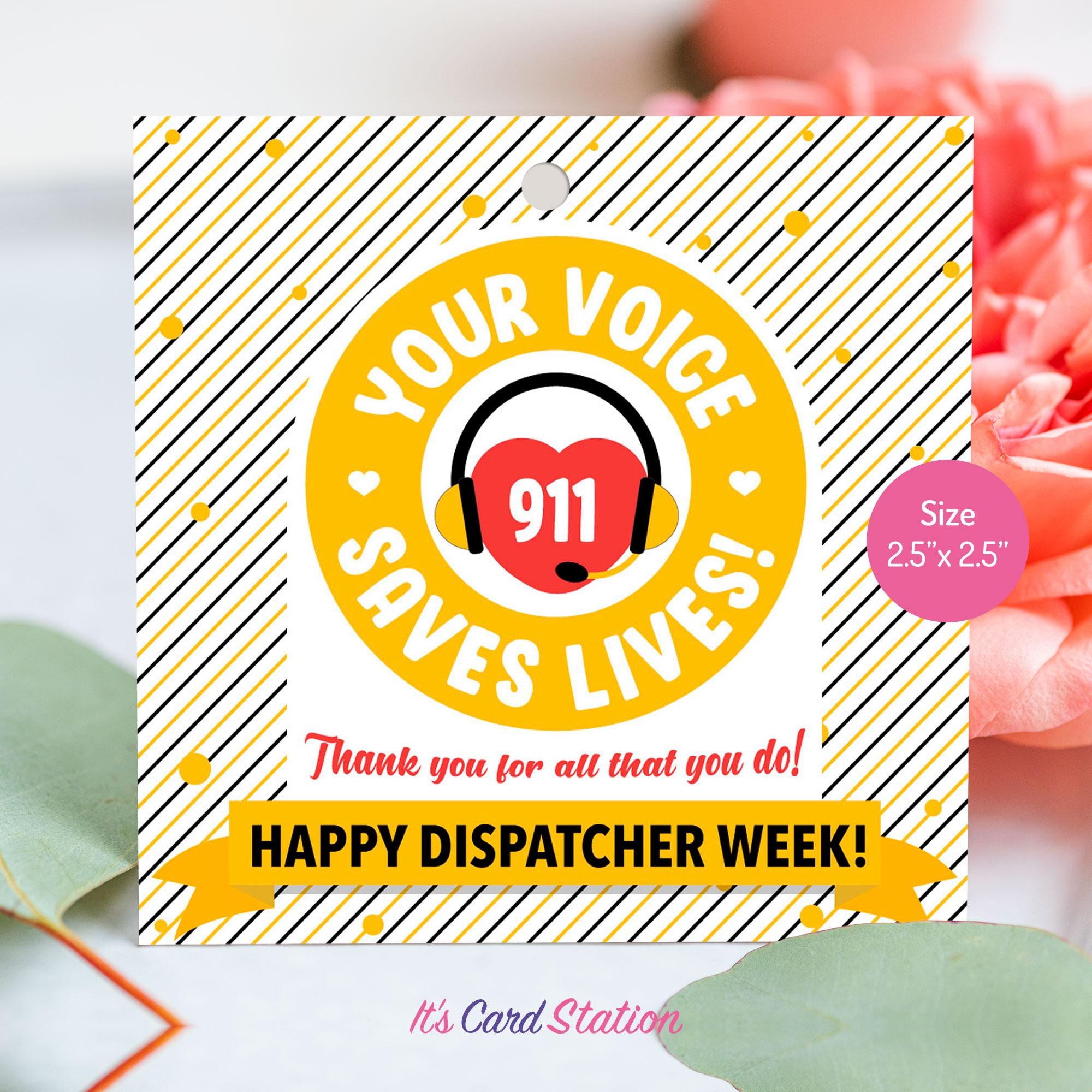 911 Dispatcher Appreciation Gift Tag Printable, Dispatcher Week Thank ...