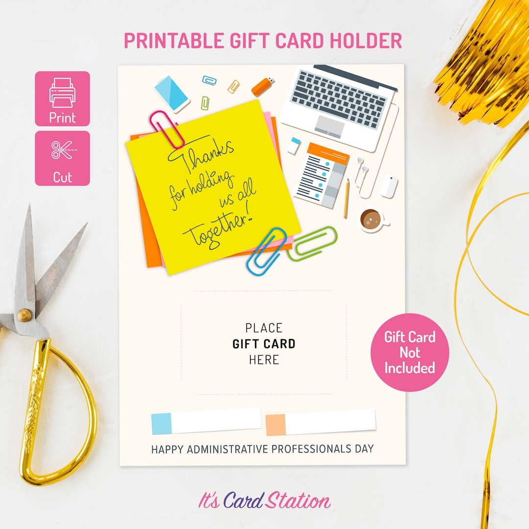 Administrative Professionals Day Gift Card Holder - Printable Admin Day ...