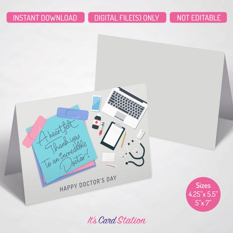 Doctor's Day Thank You Card: Printable Appreciation Gift (digital ...