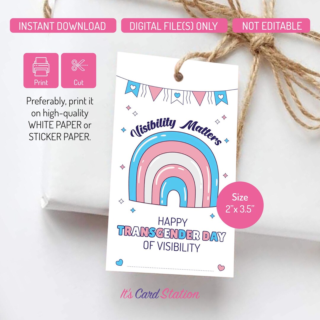 Transgender Day of Visibility Gift Tags: Pride Party Favors (digital ...
