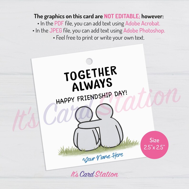 Friendship Day Gift Tag – Minimalist Stick Figure Hug (digital Download ...