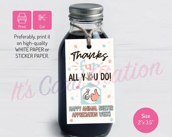 Etiquetas de presente "Thanks Fur All You Do" | Agradecimento a abrigos de animais (download digital)