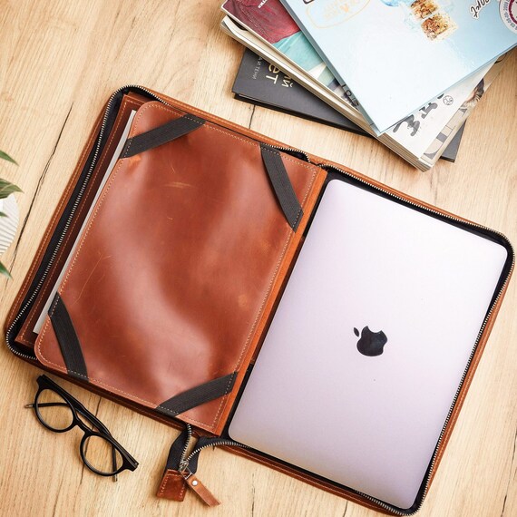 Leather Portfolio for Men With Zipper iPad Portfolio Case Folder Organizer Laptop Portfolio Document Portfolio A4 Document Holder Etsy