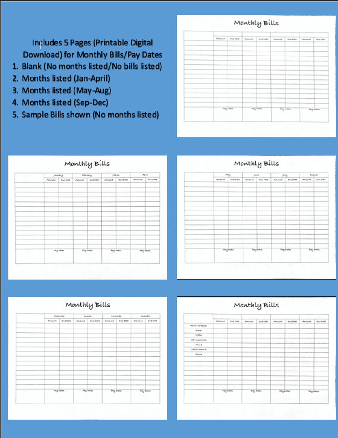Printable Bills Organizer - Etsy