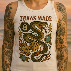 Western Vibes Texas Made Women&#39;s Tank Top, Country Outlaw Sleeveless Shirt, Rodeo Cowgirl Top, Southwest Desert Tank, Cowboy Ribbed Tee