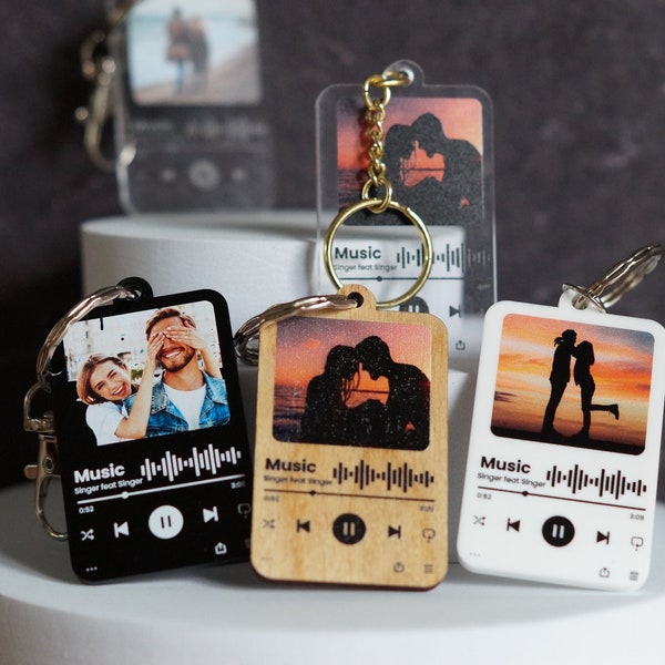 Spotify keyring, Custom Music Song keychain, Personalised Song keyring, Photo And Music Gifts