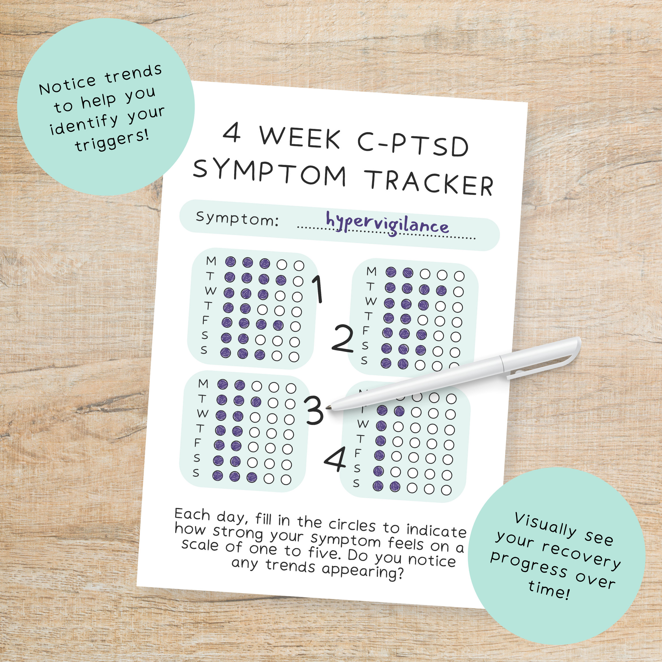 C-PTSD Symptom Tracker for Complex PTSD, Printable Digital Download - Etsy
