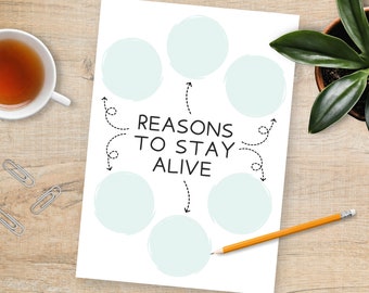 C-PTSD Reasons to Stay Alive Activity Sheet, Printable Digital Download