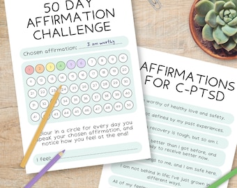 C-PTSD 50 Tage Affirmation Challenge druckbarer digitaler Download