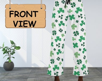 Mens Pajama Pants Shamrocks, StPatricks Day Shamrock Pyjamas, Mens Novelty Pajama Pants, Shamrock Pajama Pants,Fun Pjs,Gift for Him,Fun Pjs