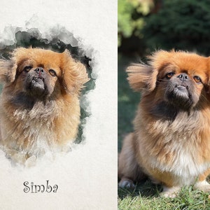 Custom Pet Photo Print, Personalized Pet Painting, Watercolor Pet Portrait, Pet Memorial Gift, Pet Loss Gift, Pet Portraits from Photos