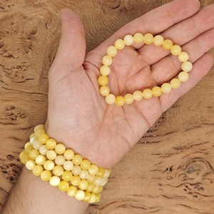 Yellow Calcite Bracelet Gemstone Beads - Natural Crystals Stretchy Bracelets - Beads Bracelets - Chakra Healing - Bulk Lots