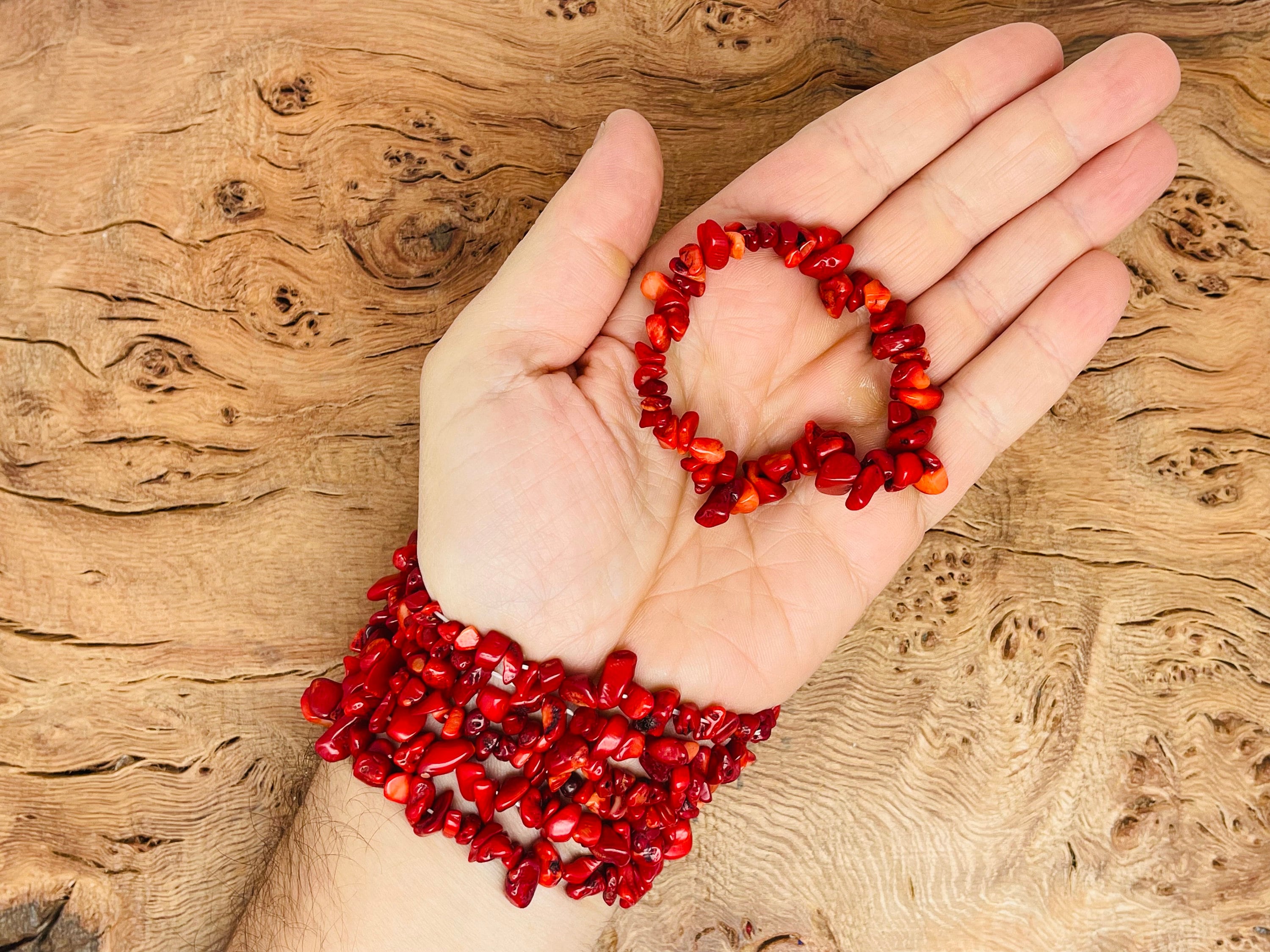 Bracelet Red Coral Link in Gold | Jovon Venice