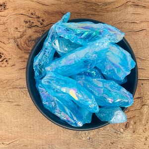 Rough Blue Aura Crystal Point - Rainbow Aura Quartz Point - Gemstone Aura Stone - Wholesale Bulk Crystals
