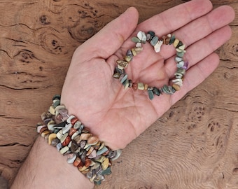 Ocean Jasper Bracelet Gemstone Chips - Natural Crystals Stretchy Bracelets - Chip Bracelets - Chakra Healing Crystal Chip - Bulk Bracelets