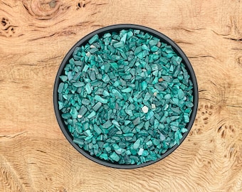 Malachite Crystal Chips - Gemstone Malachite Chips - Mini Tumbled Stone - Mini Bottle Crystal - Bulk Crystal Chips - 3-5mm