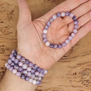 Lepidolite Bracelet Gemstone Beads - Natural Crystals Stretchy Bracelets - Beads Bracelets - Chakra Healing - Bulk Lots