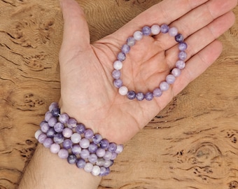 Lepidolite Bracelet Gemstone Beads - Natural Crystals Stretchy Bracelets - Beads Bracelets - Chakra Healing - Bulk Lots