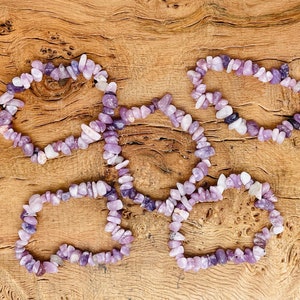Lepidolite Bracelet Gemstone Chips Natural Crystals Stretchy Bracelets ...