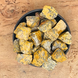 Rough Yellow Leopard Skin Jasper - Raw Jasper Stone -Energy Gemstones - Bulk Raw Crystals
