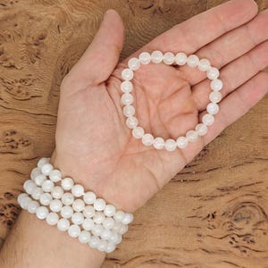 Moonstone Bracelet Gemstone Beads - Natural Crystals Stretchy Bracelets - Beads Bracelets - Chakra Healing - Bulk Lots