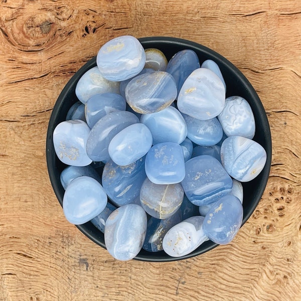 Blue Lace Agate Tumbled Stone - Blue Lace Agate Rare Tumbled - Smooth Stone - Blue Stone