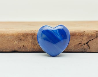 Corazón de cristal de ágata azul - Corazón de ágata azul de piedra preciosa - Corazón de cristal pulido - Chakra del corazón - Cristal para el amor