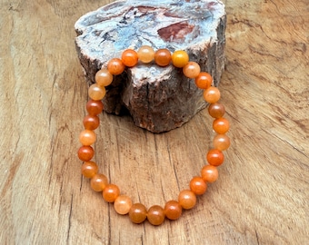 Red Aventurine Bracelet Gemstone Beads - Natural Crystals Stretchy Bracelets - Calming & Healing Crystal Jewelry