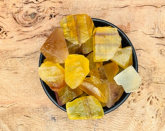 Piedra áspera de fluorita amarilla - Cristal de fluorita ojo de ángel - Fluorita amarilla natural - Piedra curativa