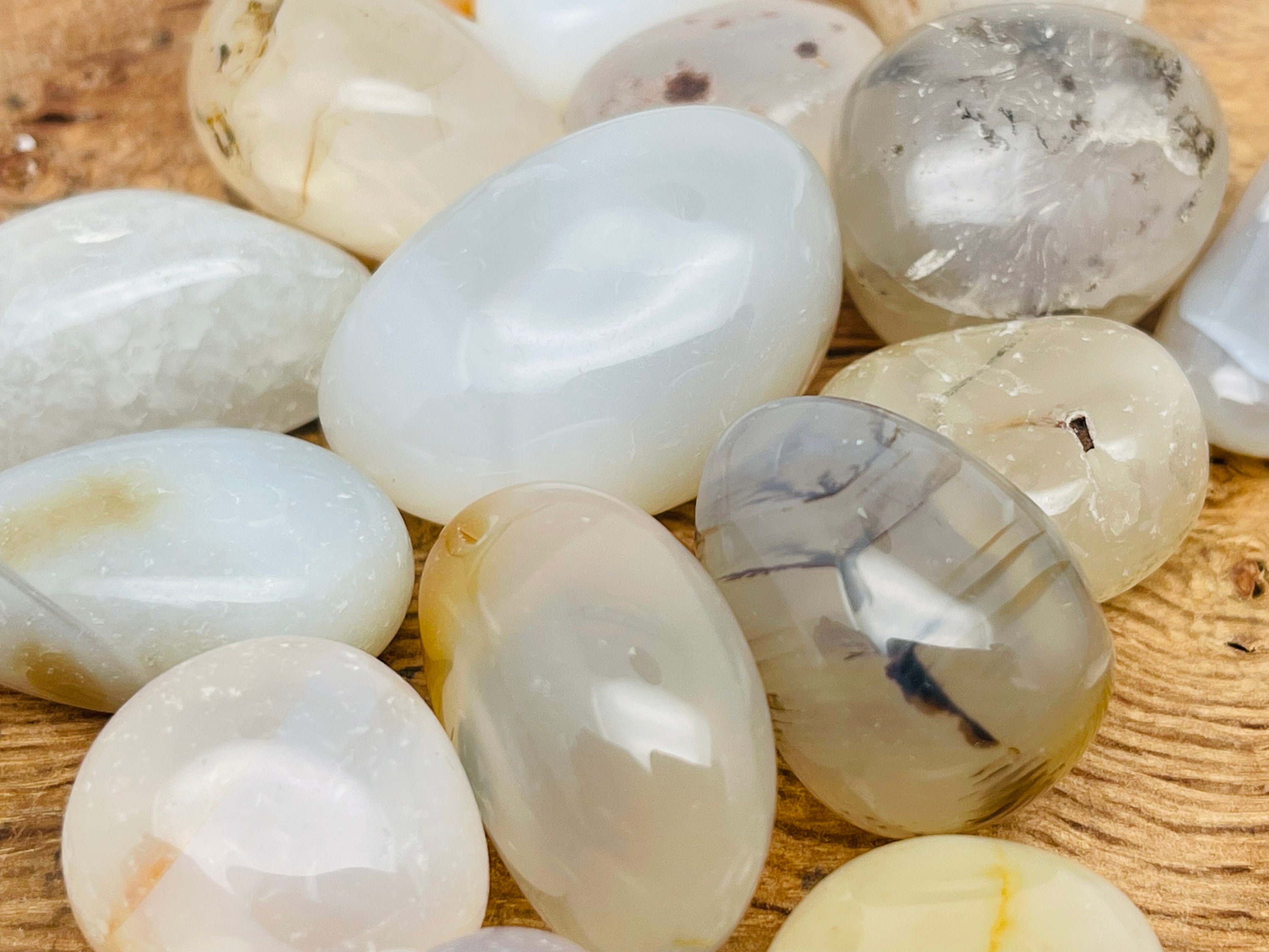 White Agate Tumbled Stone - White Banded Agate - Polished