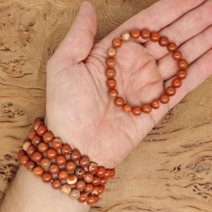 Red Jasper Bracelet Gemstone Beads - Natural Crystals Stretchy Bracelets - Beads Bracelets - Chakra Healing - Bulk Lots
