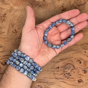 Natural Blue Jasper Tumbled  Bracelet Gemstone - Crystals Stretchy Bracelets - Crystal Jewelry - Energy Healing - Handmade Jewelry