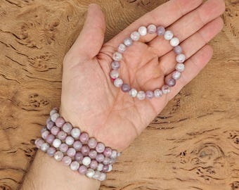 Rosa Turmalin Armband Ädelstenspärlor - Naturliga Kristaller Stretchiga Armband - Pärlarmband - Chakra Healing - Storpartier