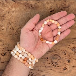 Natural Orange Calcite Tumbled  Bracelet Gemstone - Crystals Stretchy Bracelets - Crystal Jewelry - Energy Healing - Handmade Jewelry