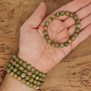 Unakite Bracelet Gemstone Beads - Natural Crystals Stretchy Bracelets - Beads Bracelets - Chakra Healing - Bulk Lots