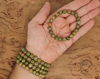 Unakite Bracelet Gemstone Beads - Natural Crystals Stretchy Bracelets - Beads Bracelets - Chakra Healing - Bulk Lots