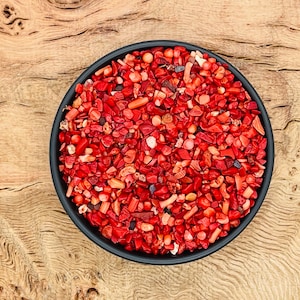 Red Coral Crystal Chips - Rock Chips - Mini Tumbled Stone - Mini Bottle Crystal - Bulk Crystal Chips - 3-5mm