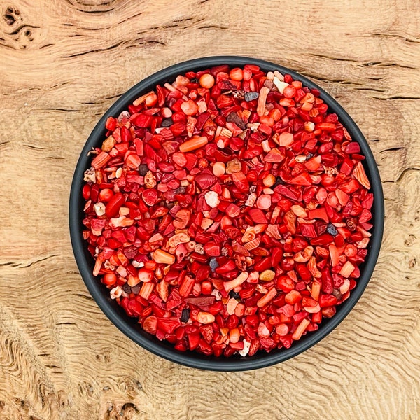 Red Coral Crystal Chips - Rock Chips - Mini Tumbled Stone - Mini Bottle Crystal - Bulk Crystal Chips - 3-5mm