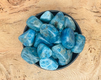 Blue Apatite Tumbled Stone: High Grade Quality Crystals