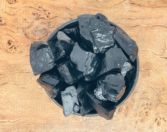 Pietra Jet grezza - Pietra Jet grezza - Cuore Chakra minerale di cristallo - Pietra curativa Whitby