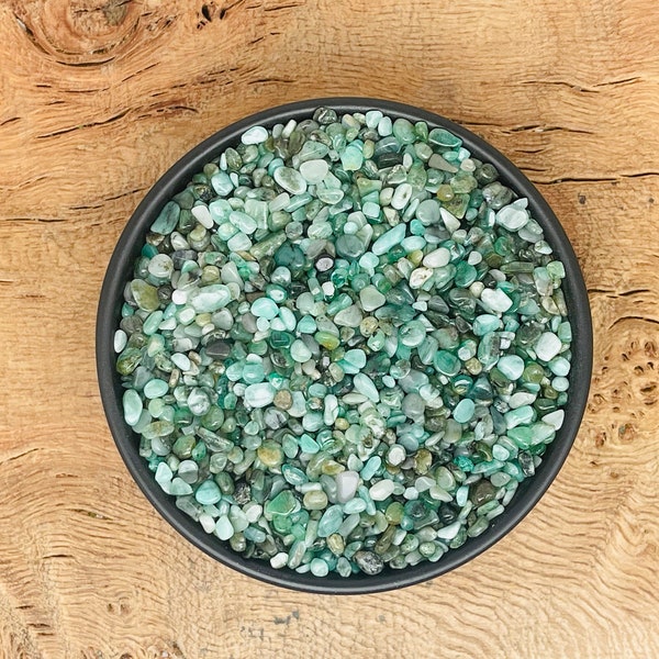 Emerald Crystal Chips - Gemstone Emerald Chips - Semi Tumbled Stone - Mini Bottle Crystal - Bulk Crystal Chips - 3-5mm