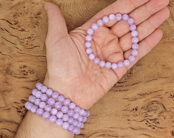 Braccialetto di perline di pietre preziose di lavanda e ametista - Braccialetti elastici di cristalli naturali - Braccialetti di perline - Guarigione dei chakra - Lotti all'ingrosso